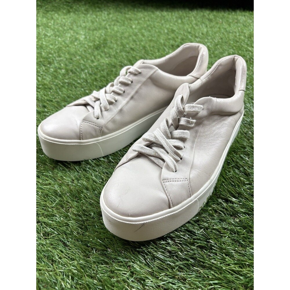 VINCE Benfield Leather Platform Ivory Sneakers Women’s Shoes Size 7.5/ EUR 38